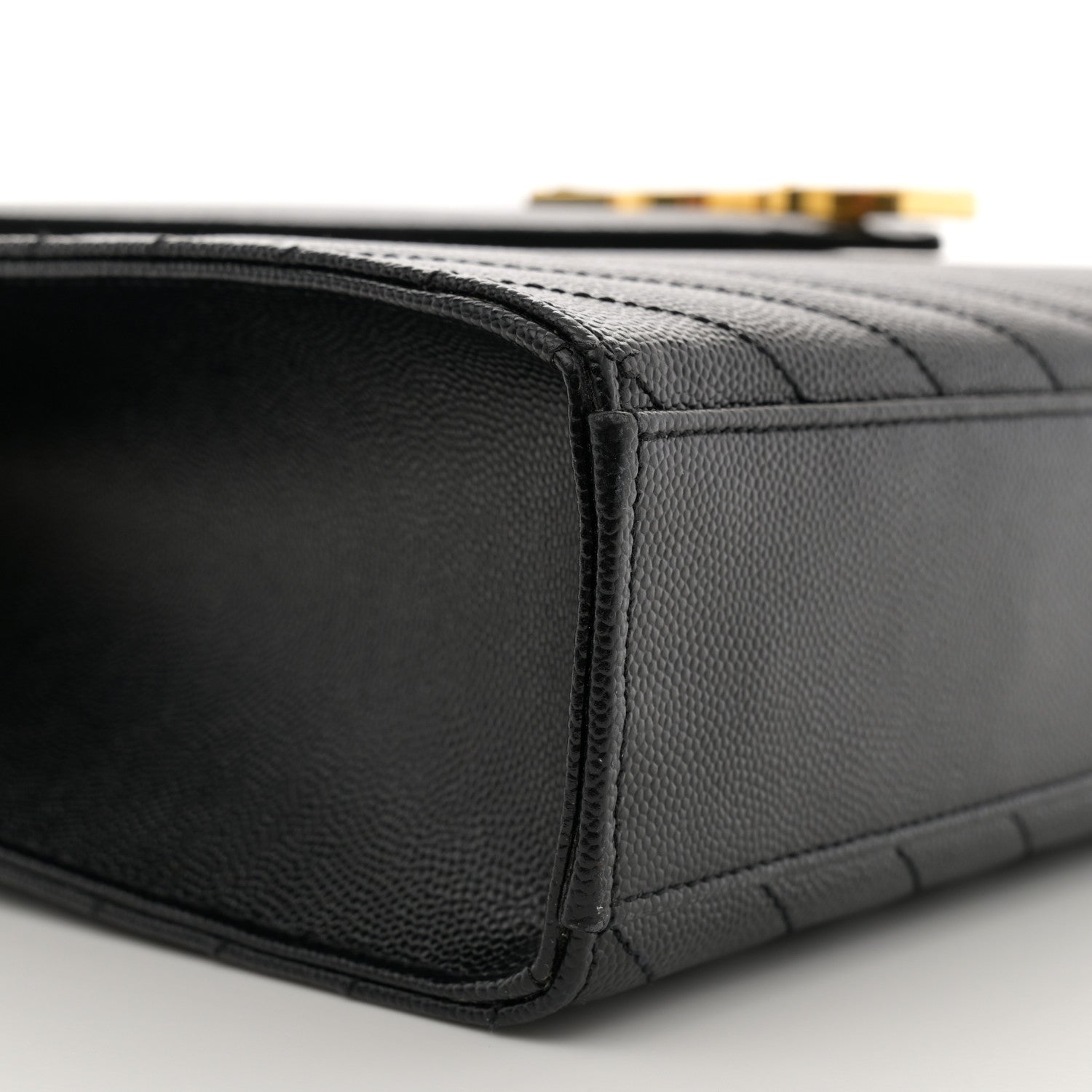 Saint Laurent Grain De Poudre Matelasse Chevron Large Monogram Satchel Black 9 of 10