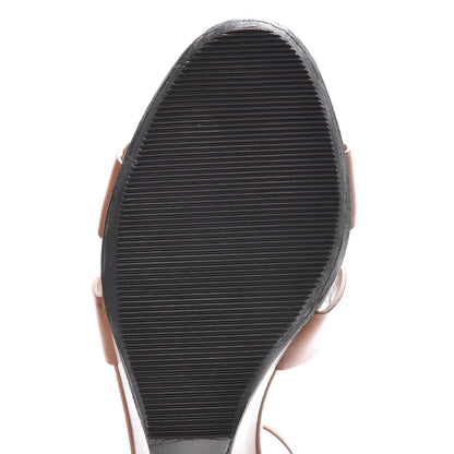 Hermes Calfskin Legend Wedge Sandals 37 Gold 10 of 11