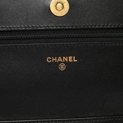 Chanel Lambskin Resin Quilted Coco Hearts Wallet On Chain WOC Black 7 of 11