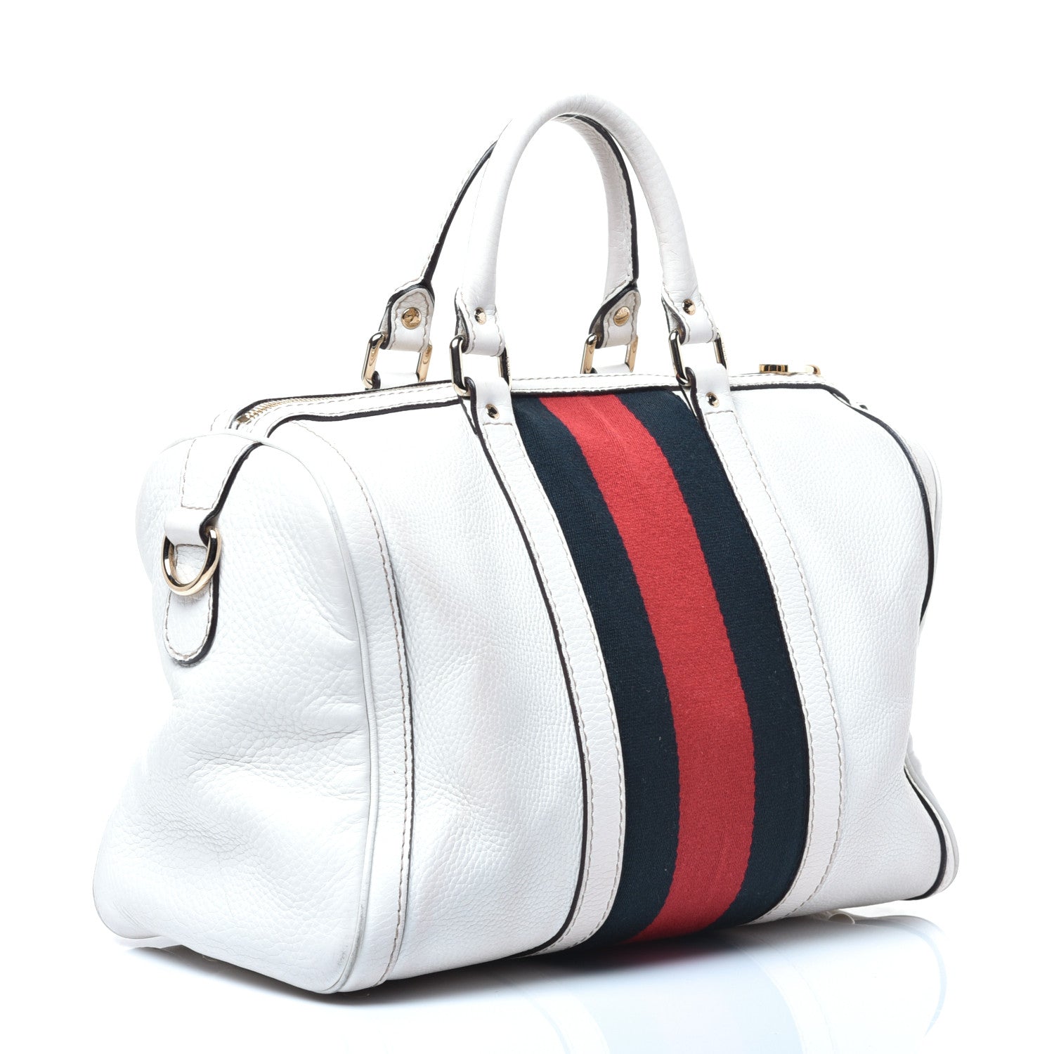 Gucci Calfskin Vintage Web Medium Boston White 3 of 9