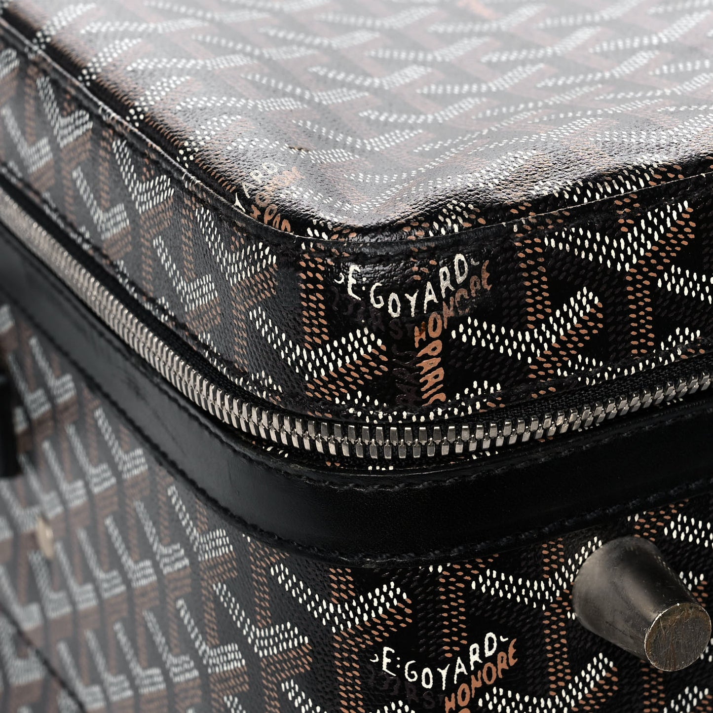 Goyardine Rolling Suitcase Trolley PM Black