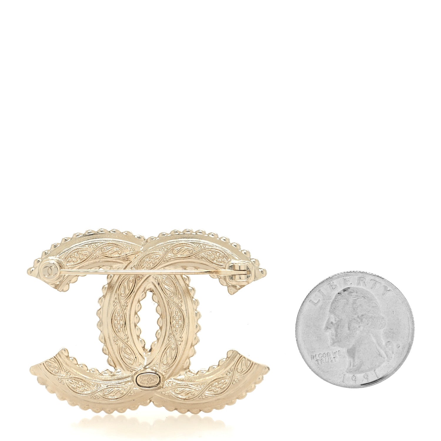 Chanel Crystal CC Brooch Light Gold 2 of 3
