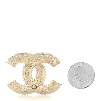 Chanel Crystal CC Brooch Light Gold 2 of 3
