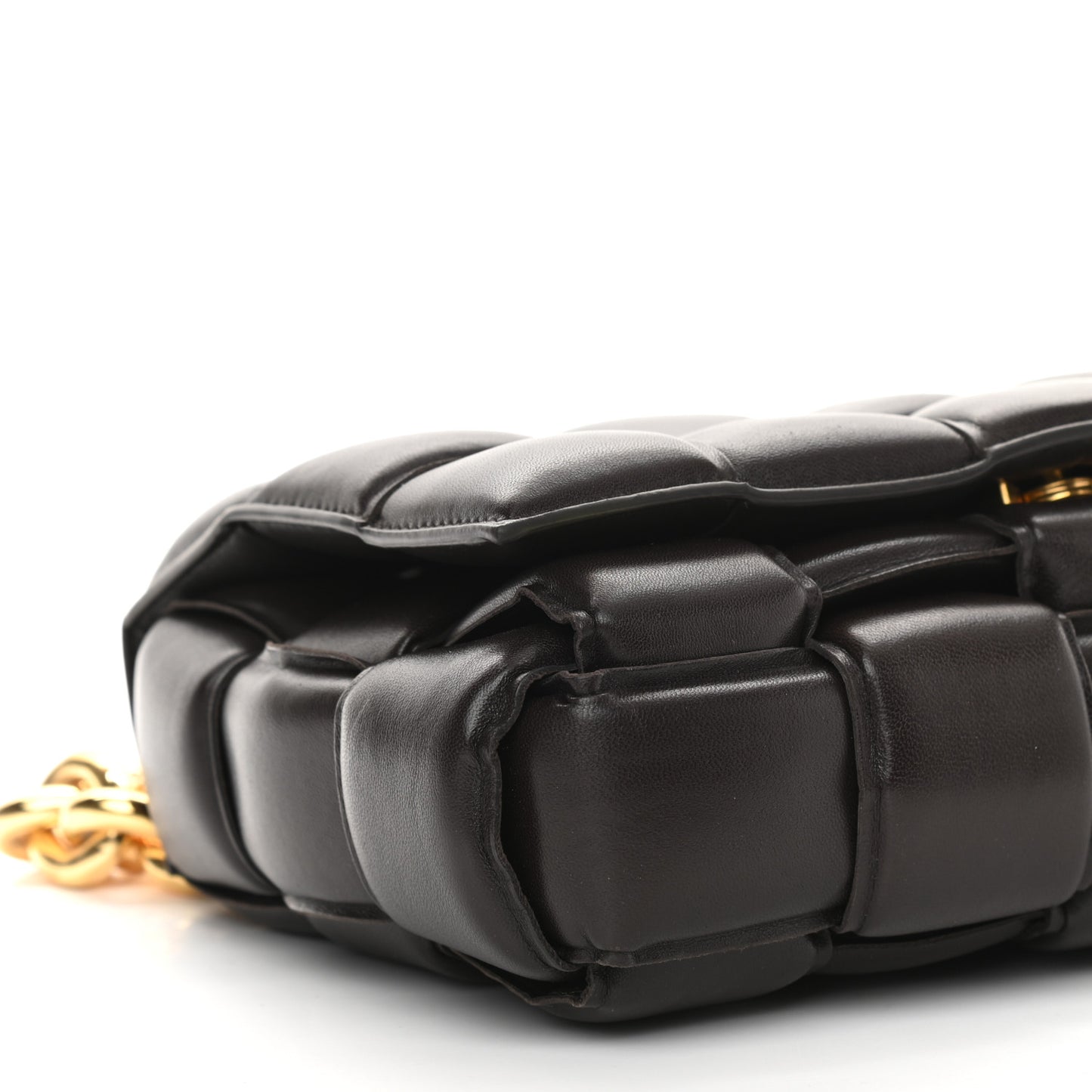 Lambskin Maxi Intreccio Padded Chain Cassette Crossbody Bag Black