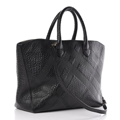 Burberry Heritage Grain Check Embossed Medium Dewsbury Tote Black 3 of 11