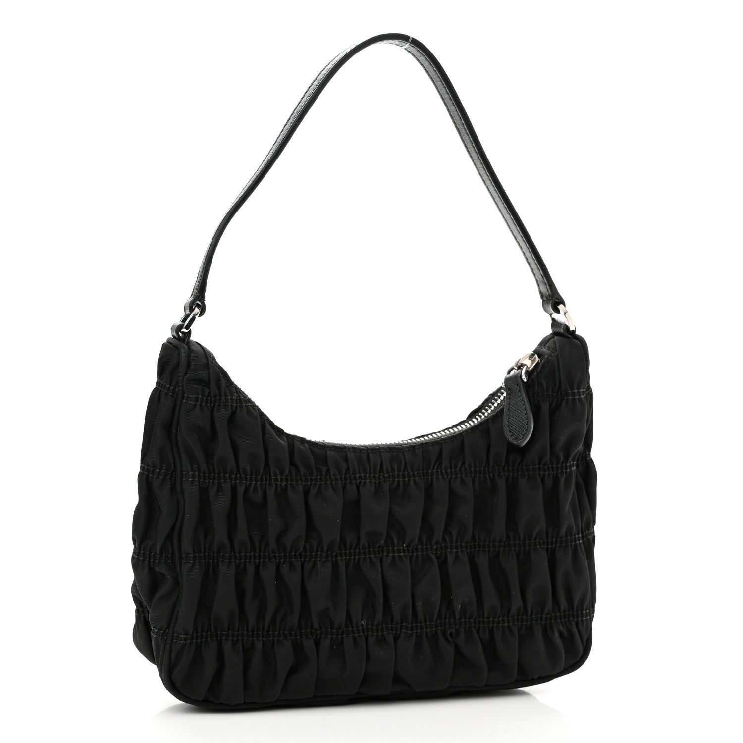 Prada Tessuto Nylon Gaufre Shoulder Bag Black 2 of 10