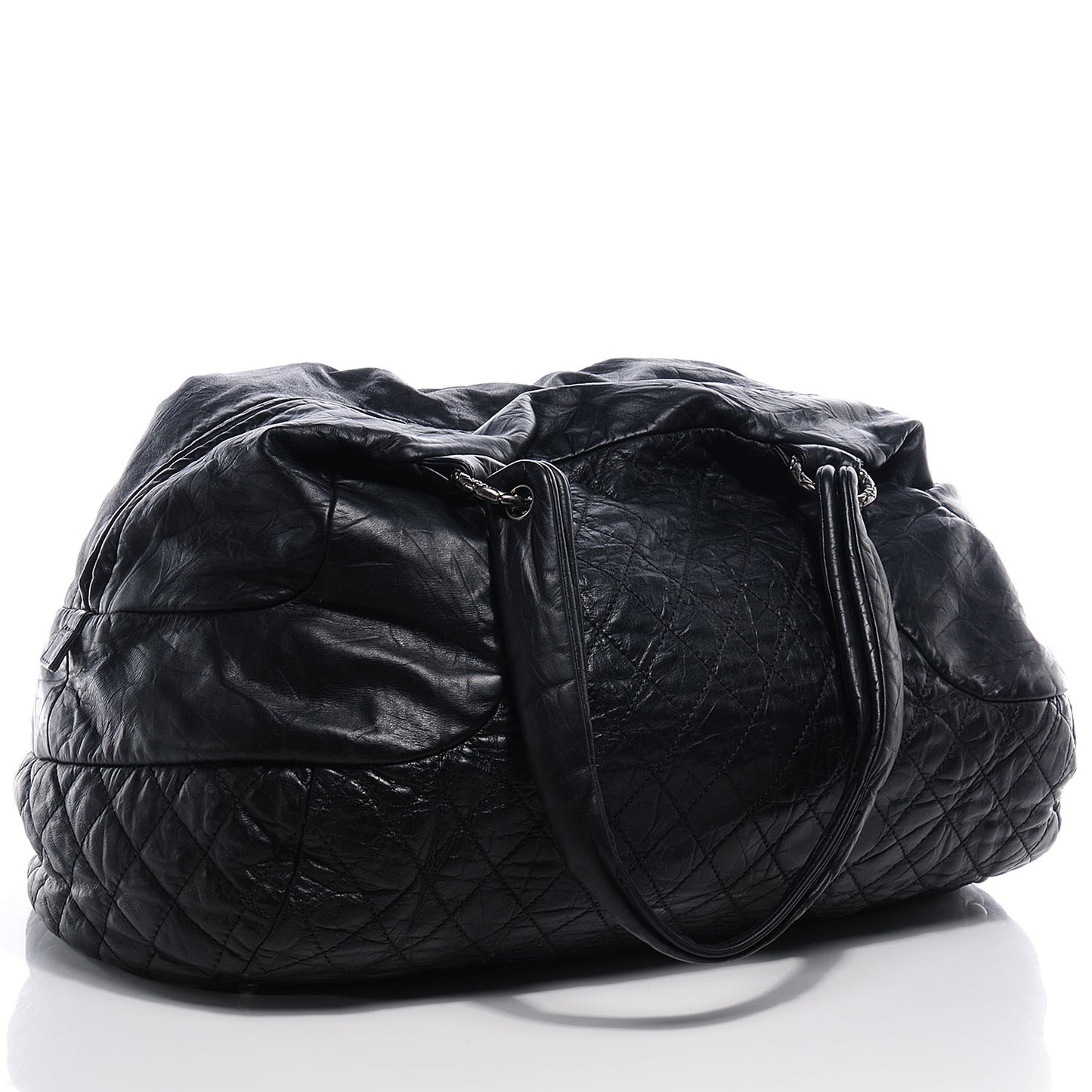 Aged Calfskin Coco Rider Bowling Bag Black