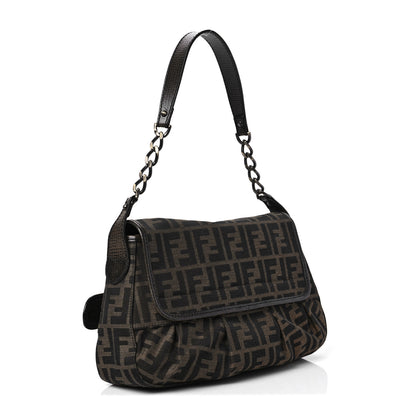 Fendi Zucca B Bis Flap Bag Tobacco Castagna 2 of 6