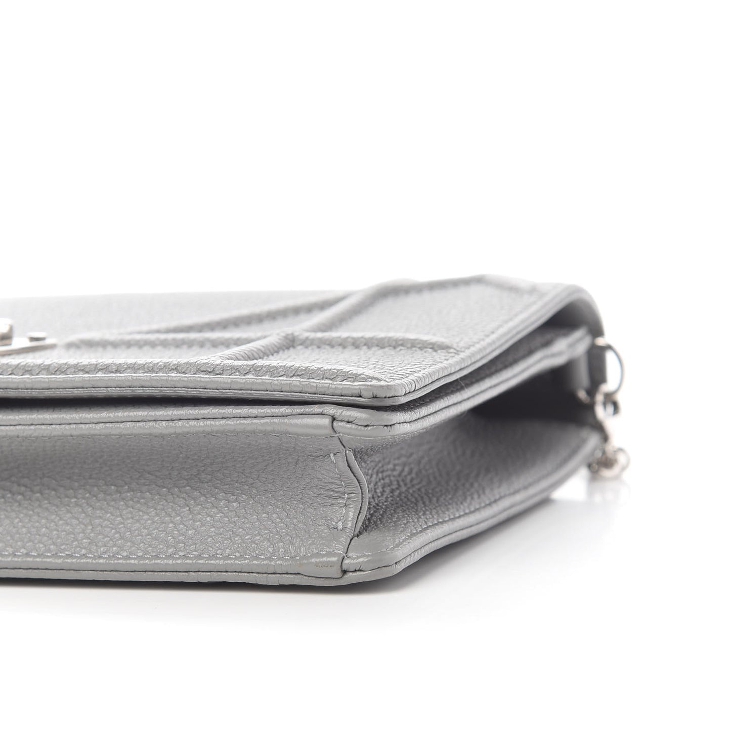 Grained Calfskin Diorama Wallet on Chain Pouch Gris