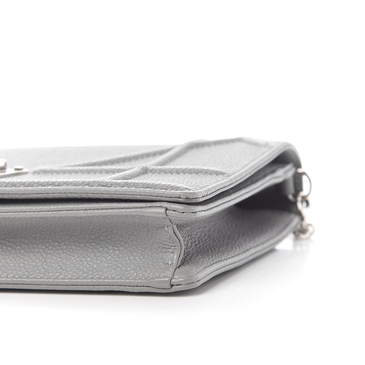 Christian Dior Grained Calfskin Diorama Wallet on Chain Pouch Gris 9 of 9