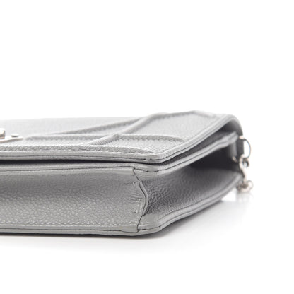 Christian Dior Grained Calfskin Diorama Wallet on Chain Pouch Gris 9 of 9