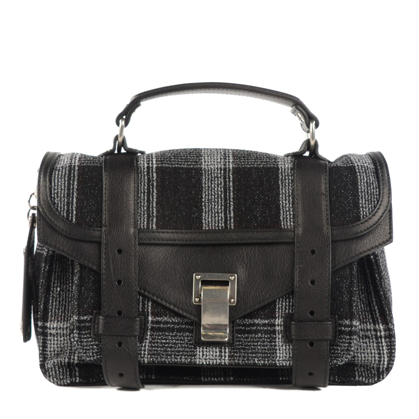 Jacquard Plaid Tiny PS1 Satchel Black White