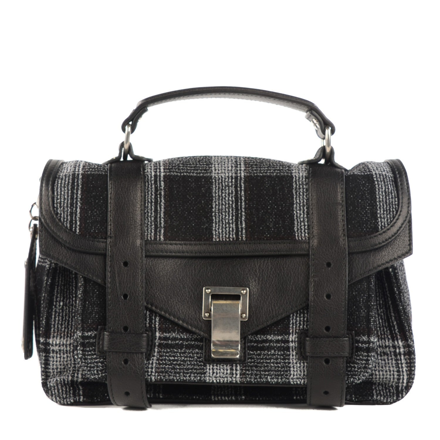 Proenza Schouler Jacquard Plaid Tiny PS1 Satchel Black White 1 of 11