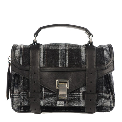 Proenza Schouler Jacquard Plaid Tiny PS1 Satchel Black White 1 of 11
