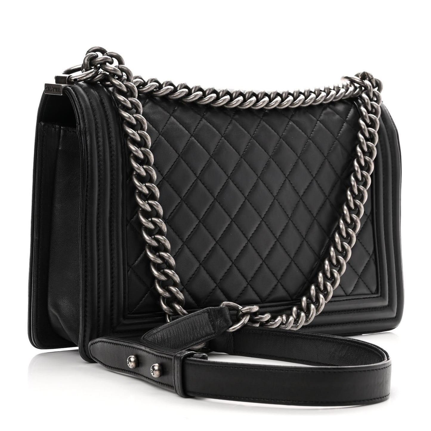 Lambskin Quilted New Medium Boy Flap Black