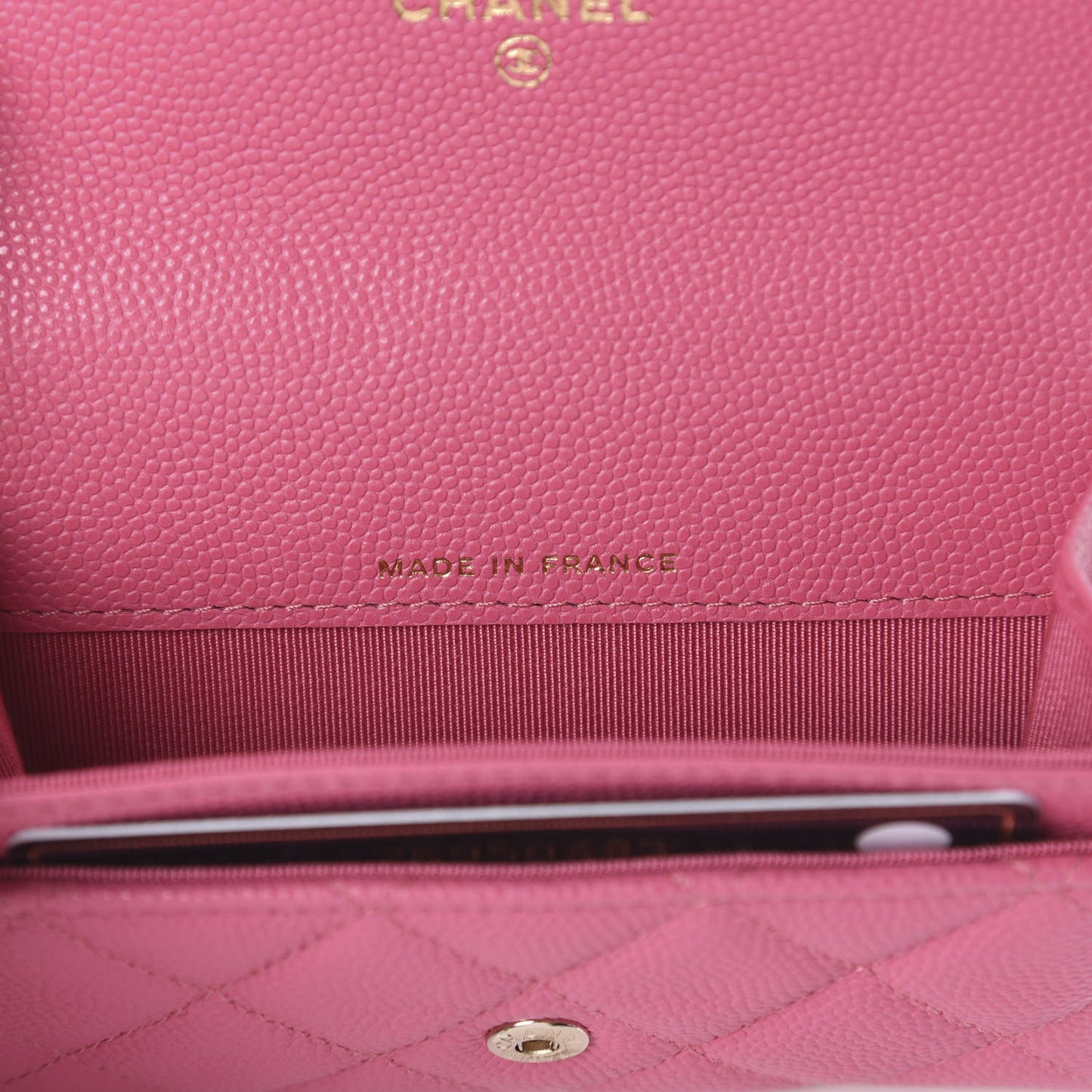 Caviar Quilted Flap Card Holder Pink