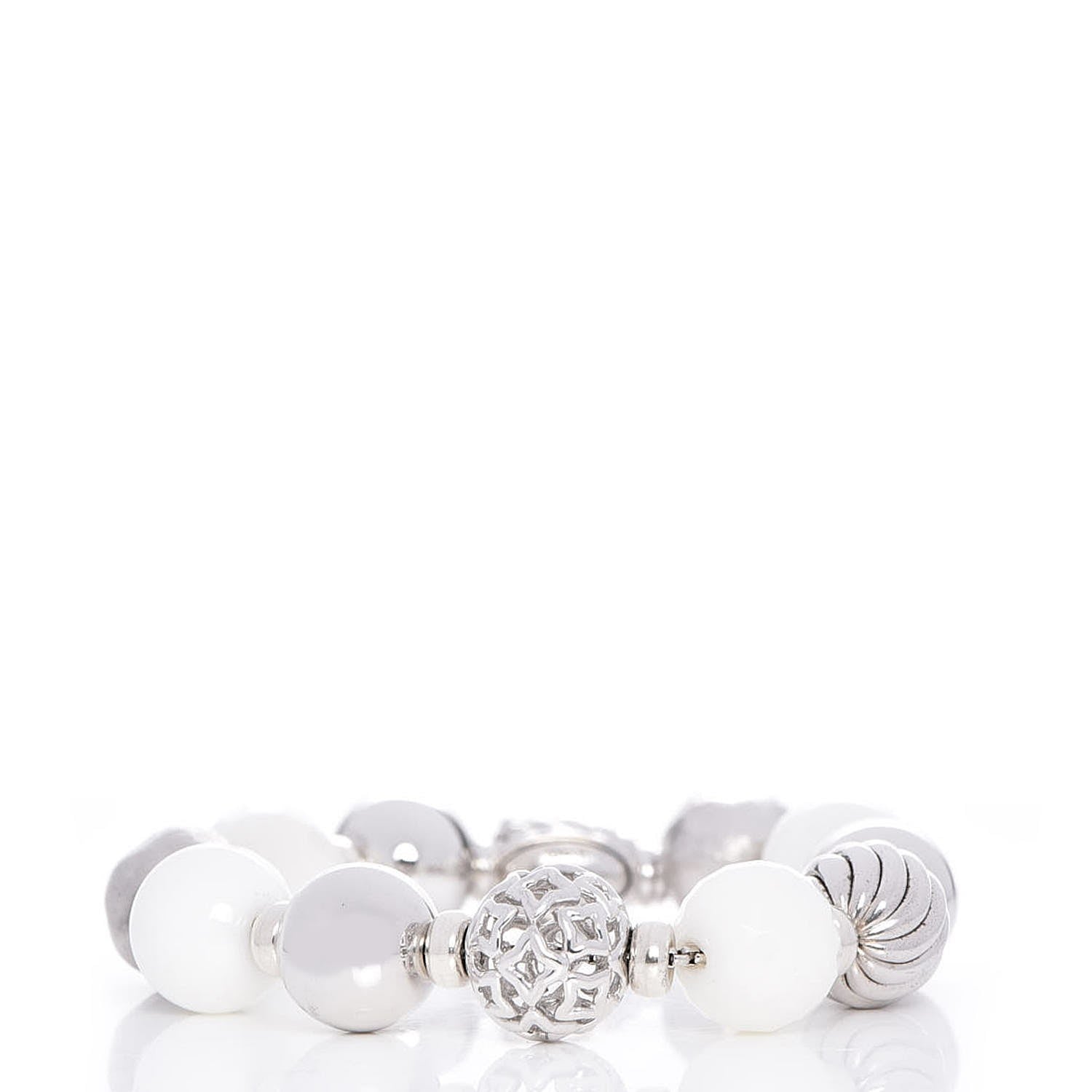 David Yurman Sterling Silver White Agate 14mm Elements Bracelet 1 of 4