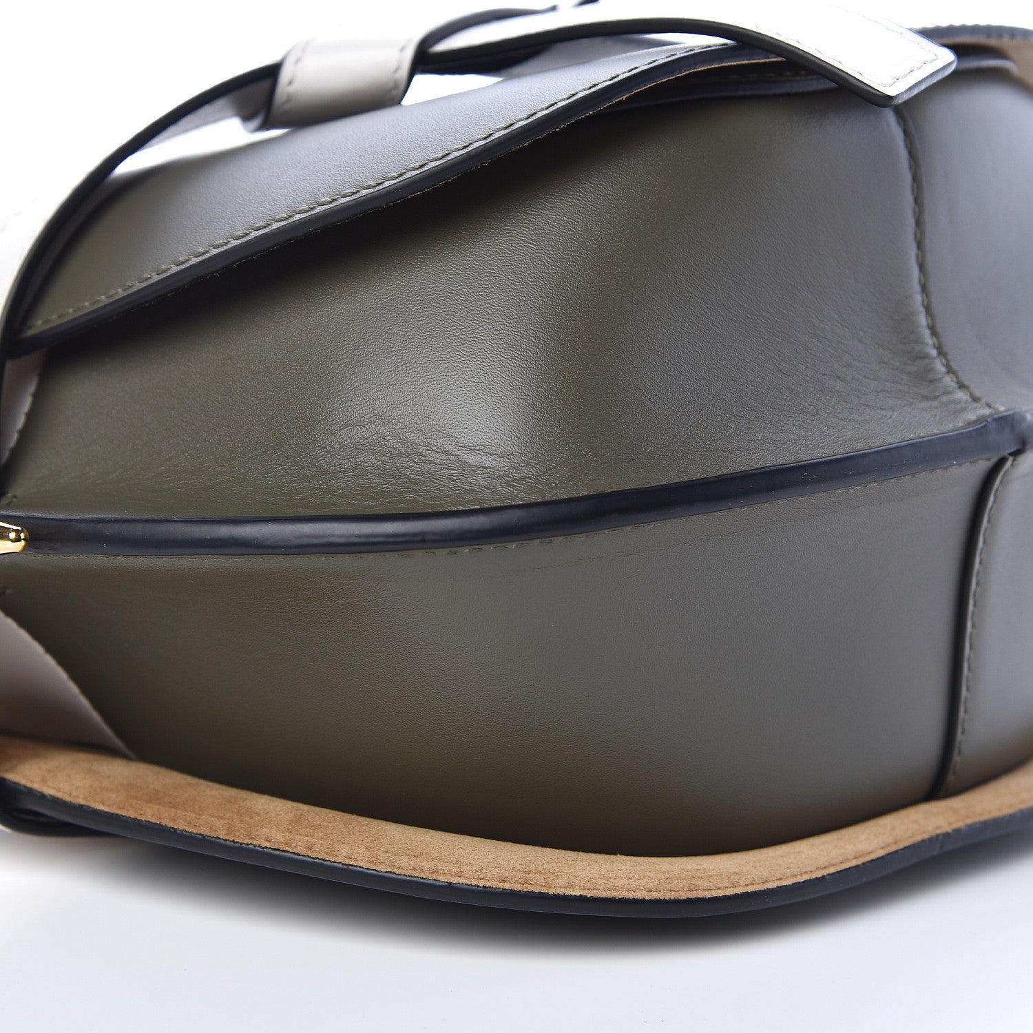 Loewe Calfskin Small Gate Crossbody Bag Khaki Green Soft White 8 of 12
