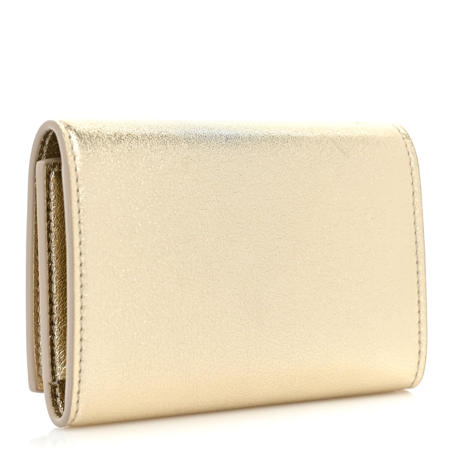 Metallic Calfskin Monogram Trifold Key Case Platino
