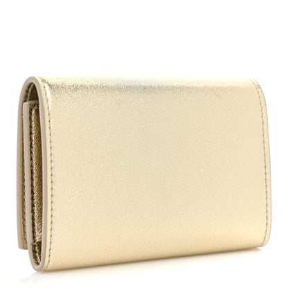 Saint Laurent Metallic Calfskin Monogram Trifold Key Case Platino 3 of 8