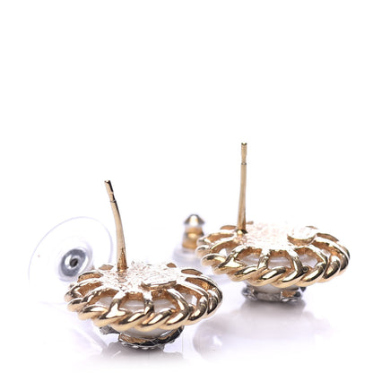 Chanel Pearl Crystal CC-Casino Round Earrings Gold 4 of 5