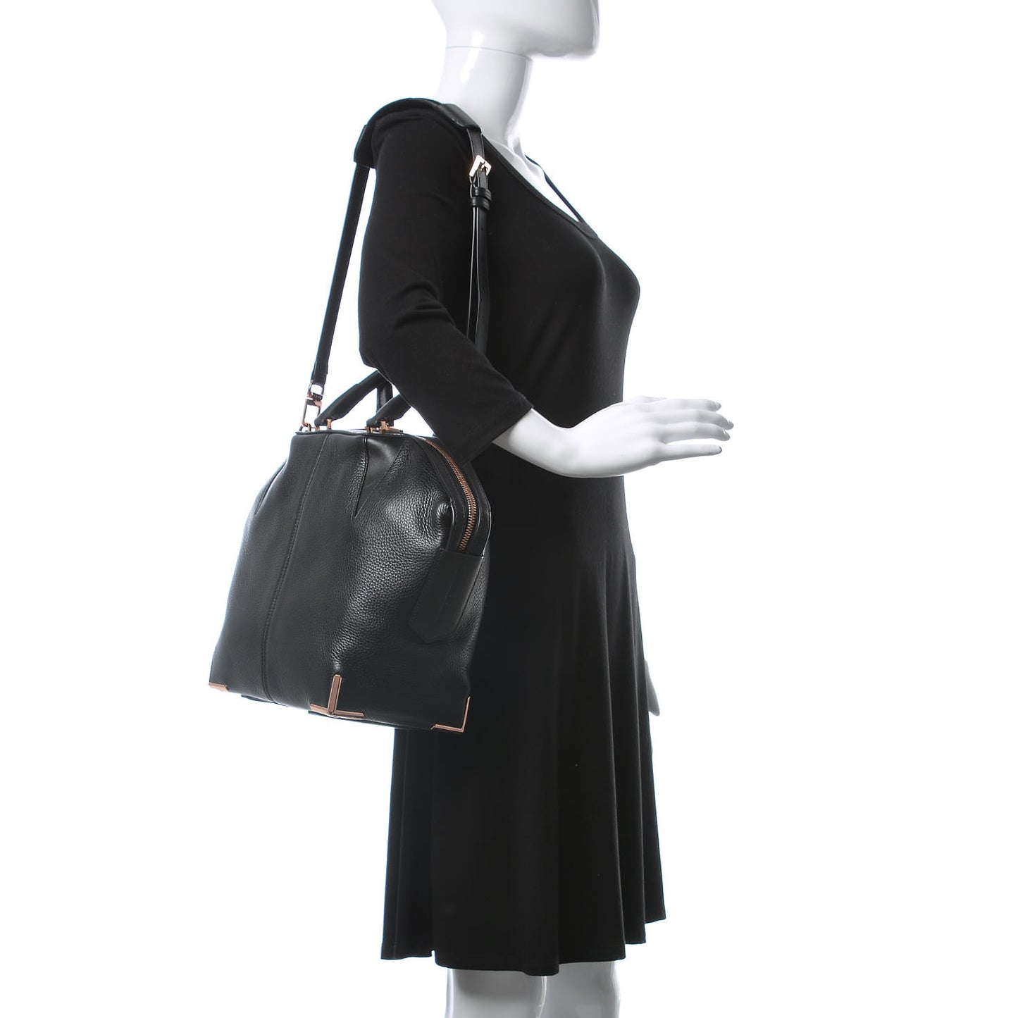 Pebbled Calfskin Small Emile Soft Black Rose Gold Hardware