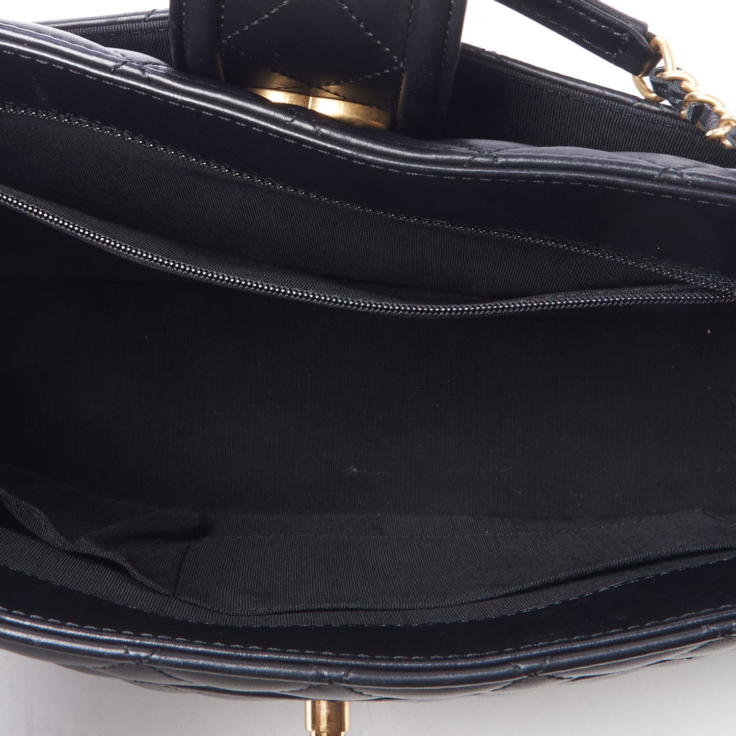 Lambskin Quilted Elegant CC Shopping Tote Black