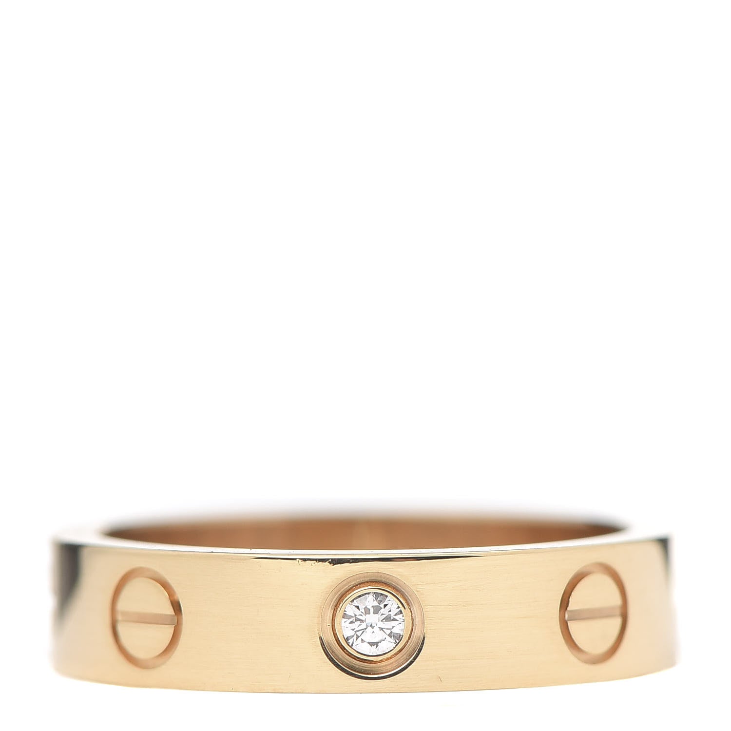 Cartier 18K Yellow Gold Diamond 4mm LOVE Wedding Band Ring 48 4.5 1 of 4
