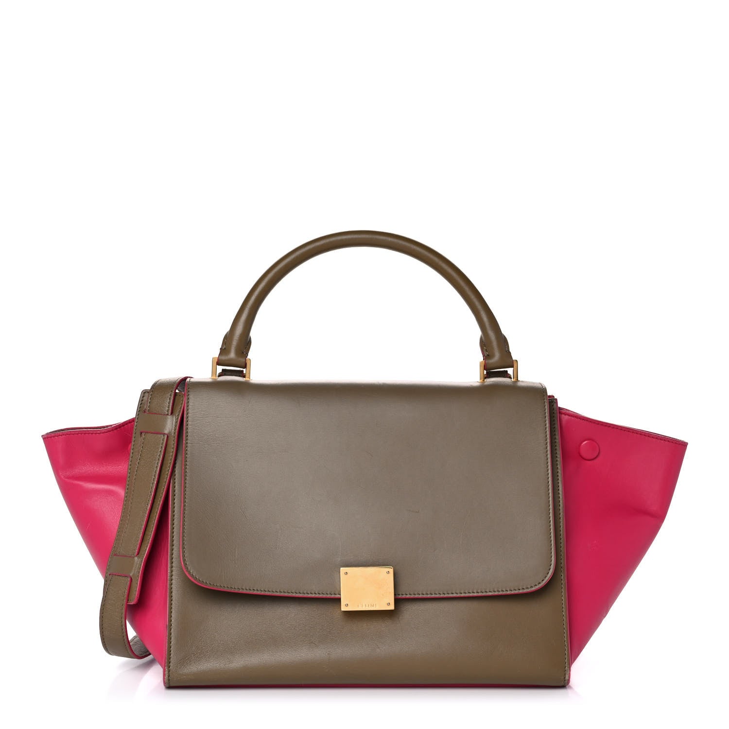 Celine Smooth Calfskin Small Bicolor Trapeze Taupe Fuchsia 1 of 12