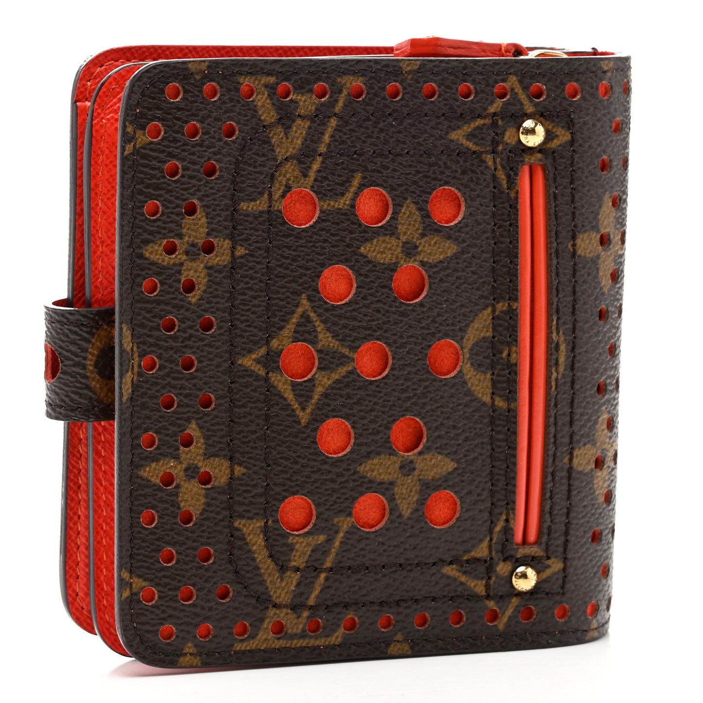 Monogram Perforated Compact Zipped Wallet Orange