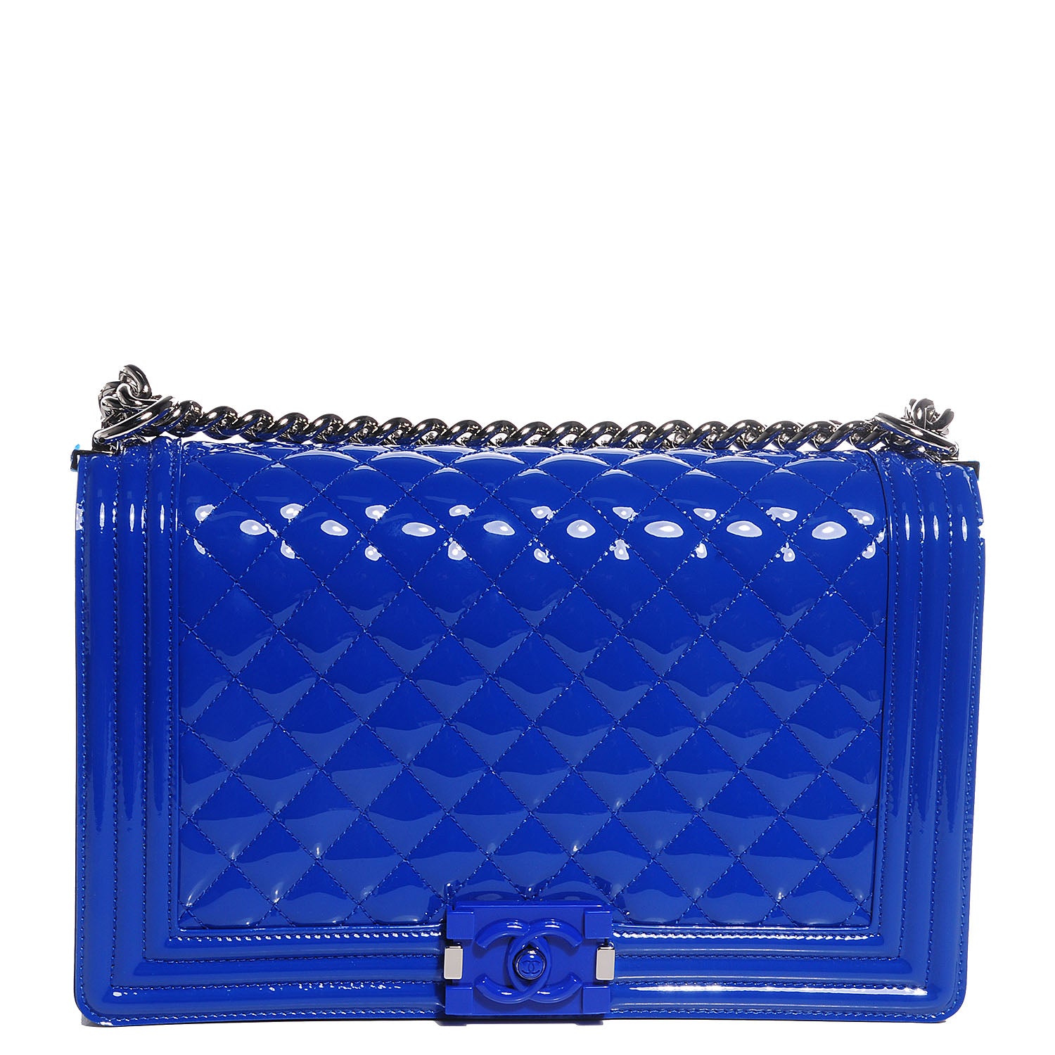Chanel Patent Leather New Medium Boy Flap Plexiglass Plexiglass Blue 1 of 8