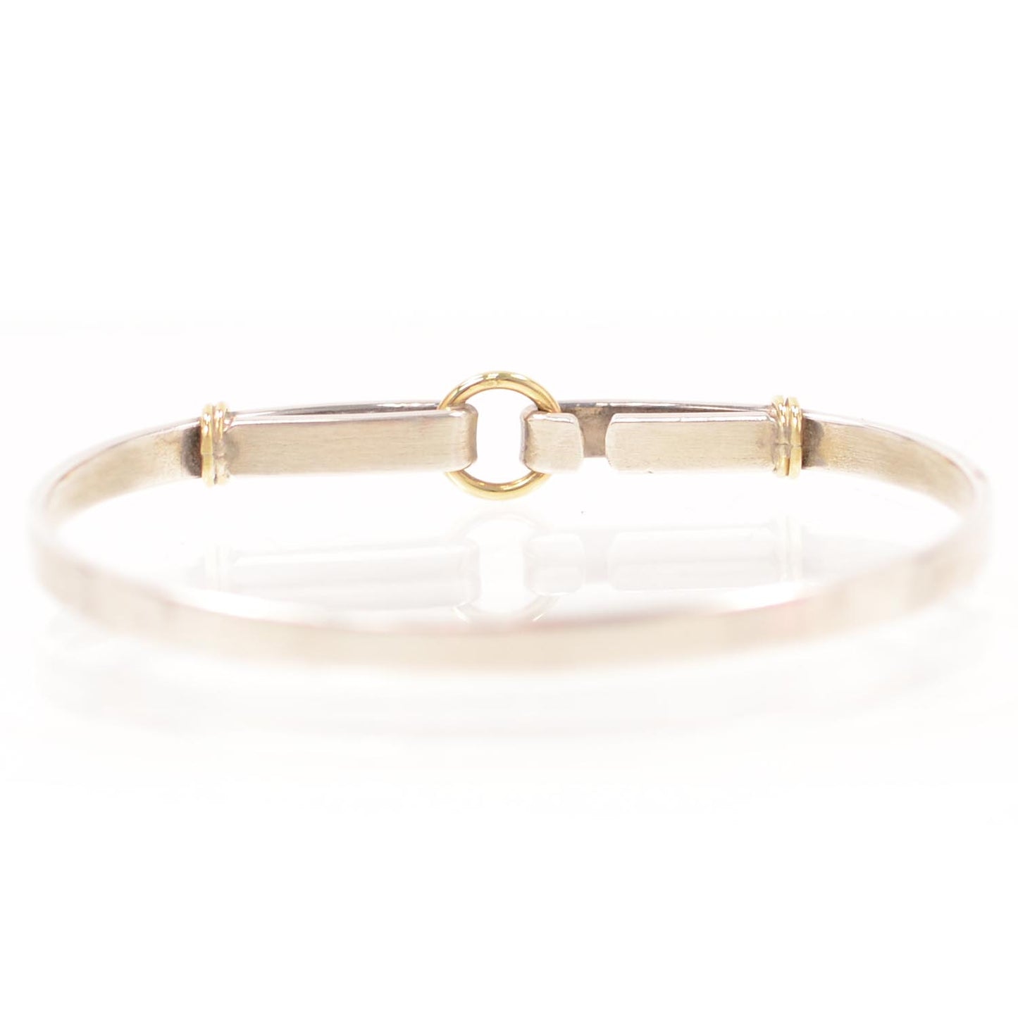Sterling Silver 18K Yellow Gold Hook Bangle Bracelet