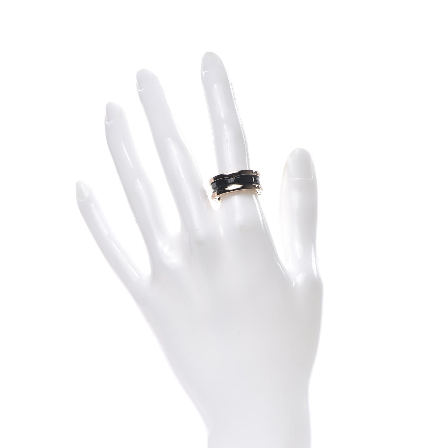 18K Rose Gold Black Ceramic B.Zero1 Two-Band Ring 52 6