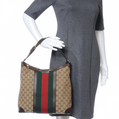 Gucci Monogram Vintage Web Medium Hobo Dark Brown 2 of 8