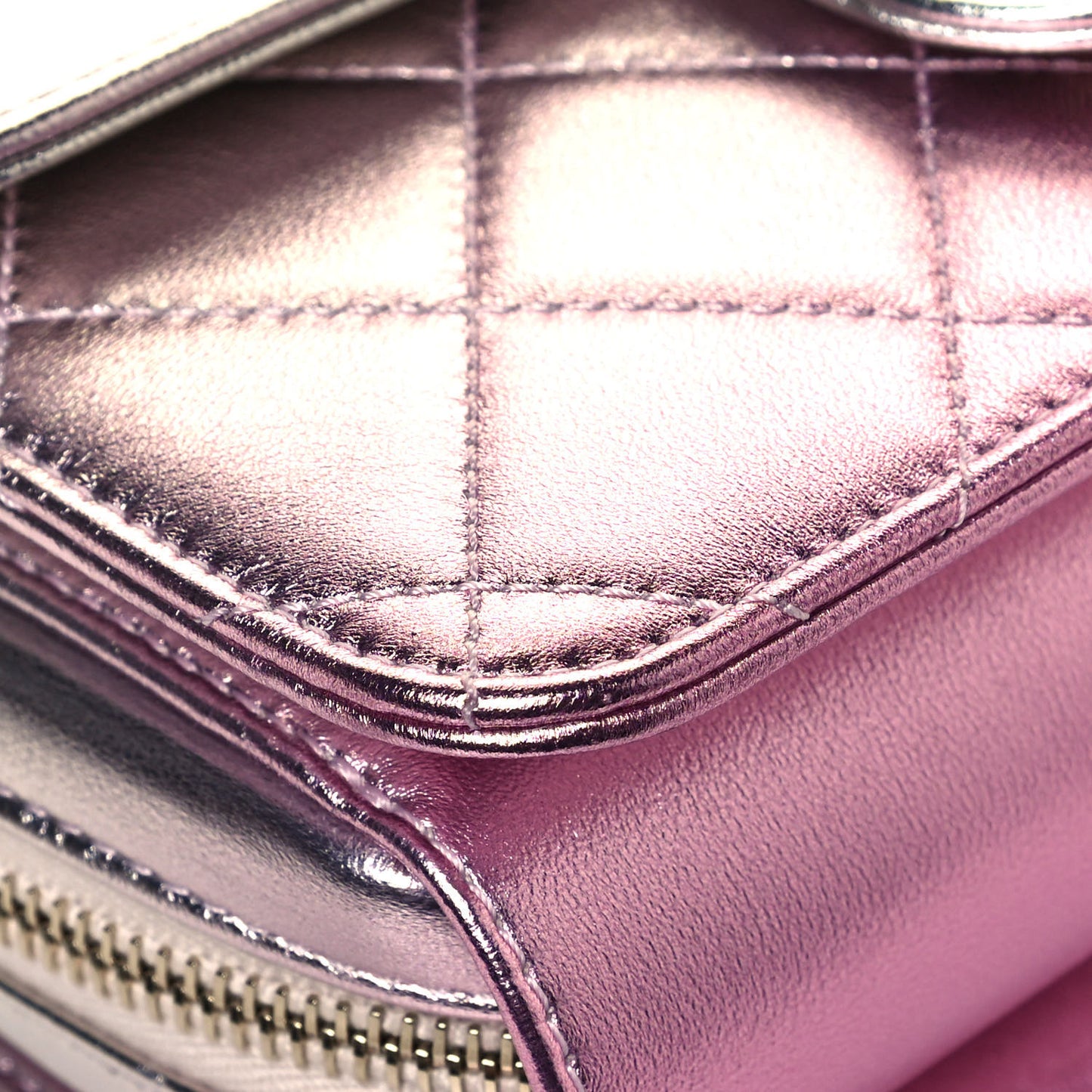 Metallic Lambskin Like A Wallet Flap Golden Pink