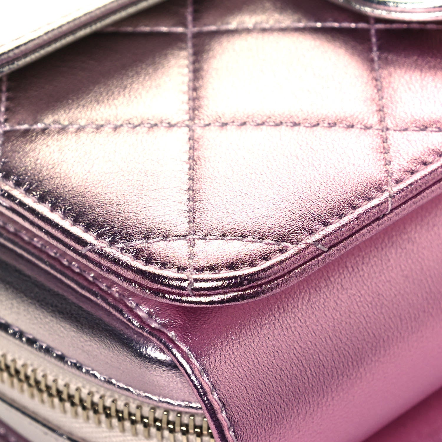 Chanel Metallic Lambskin Like A Wallet Flap Golden Pink 9 of 13