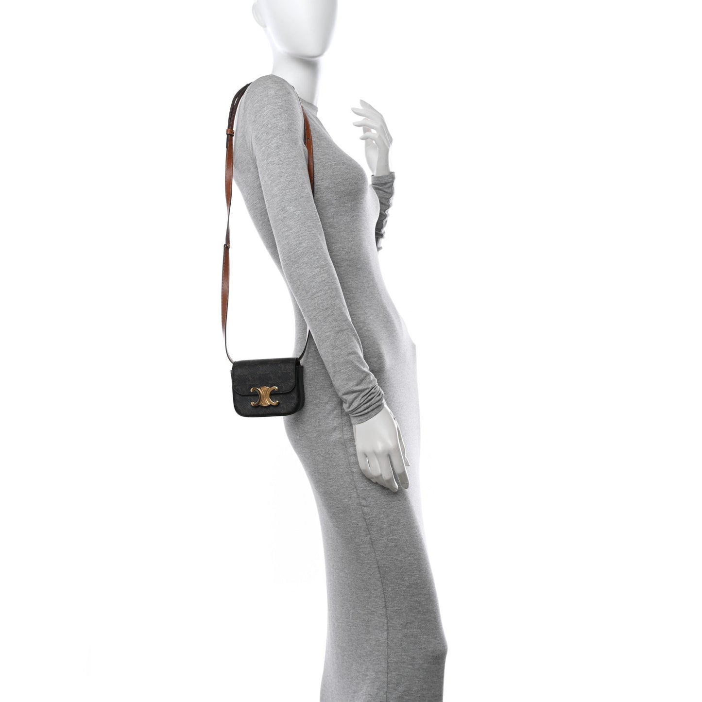 Triomphe Canvas Calfskin Mini Claude Tan