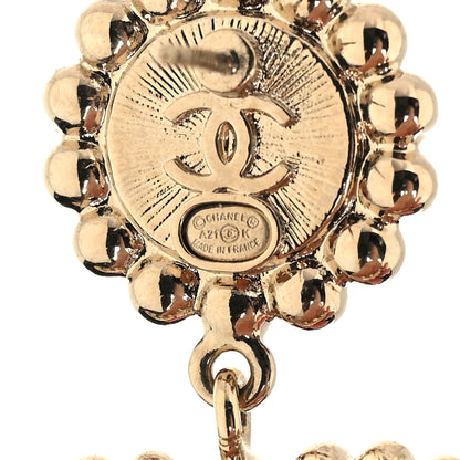 Chanel Crystal Pearl CC Drop Earrings Gold Black 6 of 8