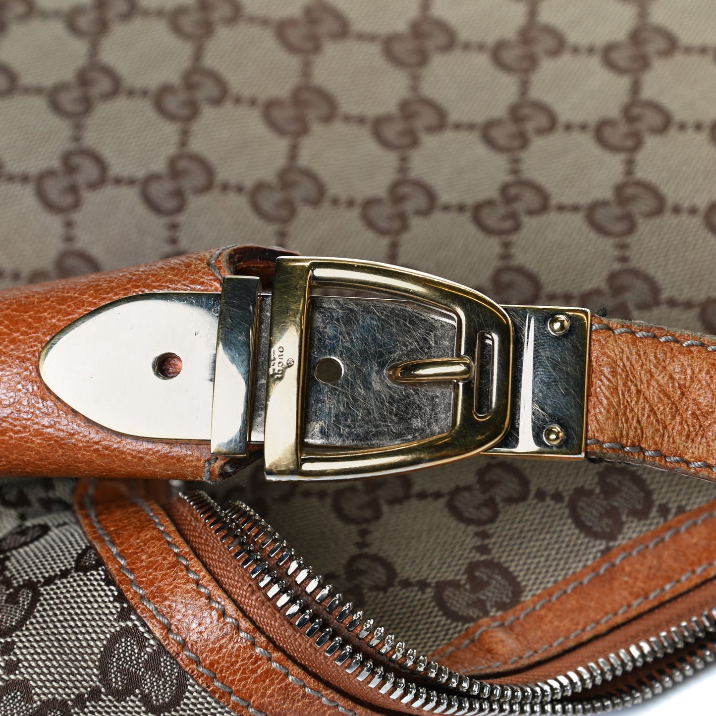 Monogram Horsebit Glam Hobo Tan