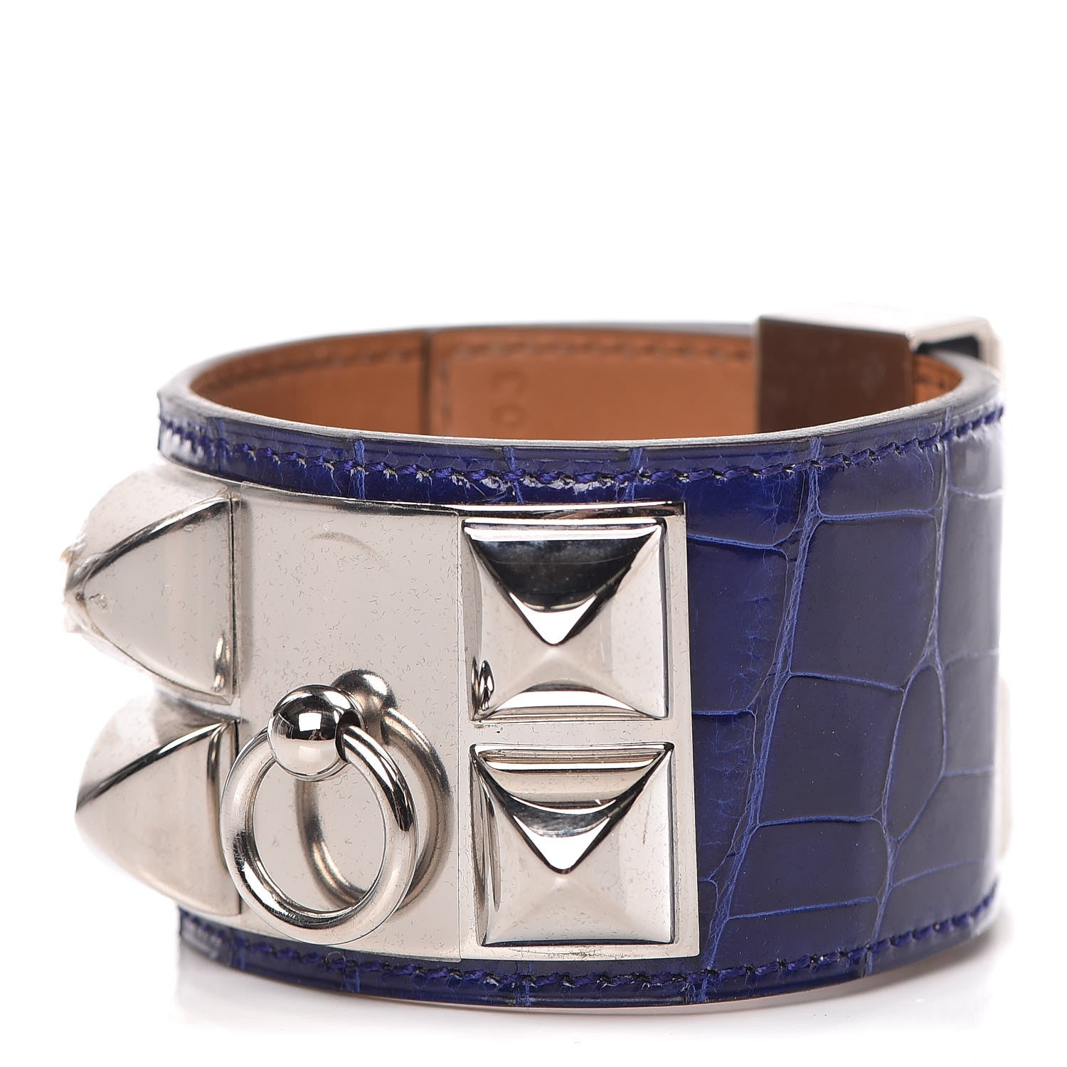 Hermes Shiny Alligator Collier De Chien CDC Bracelet S Bleu Electrique 1 of 7