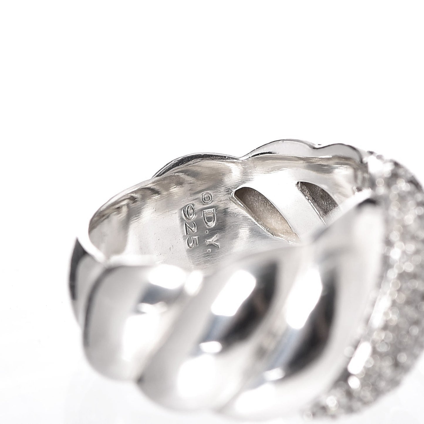 Sterling Silver Diamond 13mm Hampton Cable Ring 54 6.75