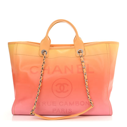Chanel Shaded Calfskin Medium Deauville Tote Orange Coral Pink 1 of 22