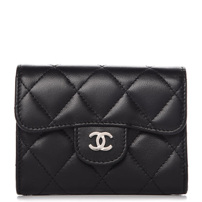 Chanel Lambskin Quilted Flap Card Holder Wallet Black 1 of 9