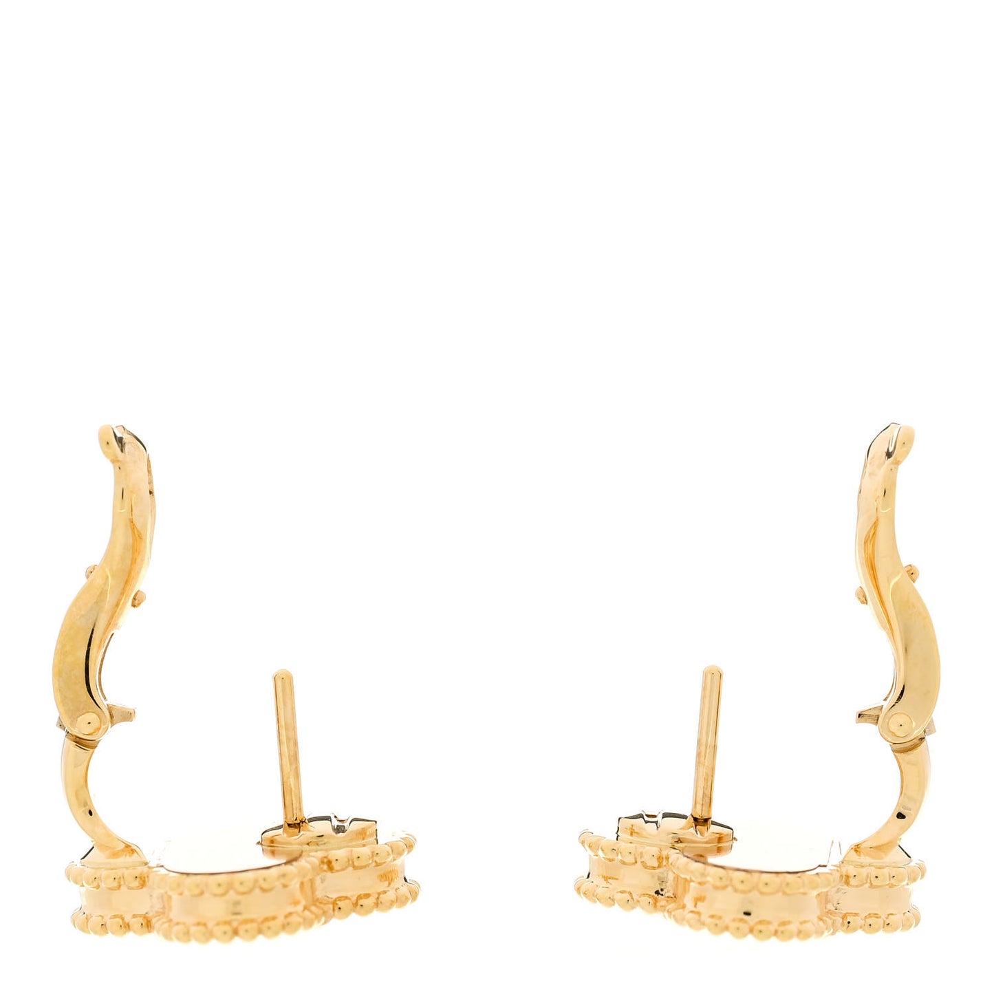 18K Yellow Gold Guilloche Vintage Alhambra Earrings