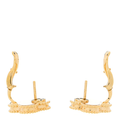 Van Cleef & Arpels 18K Yellow Gold Guilloche Vintage Alhambra Earrings 3 of 6