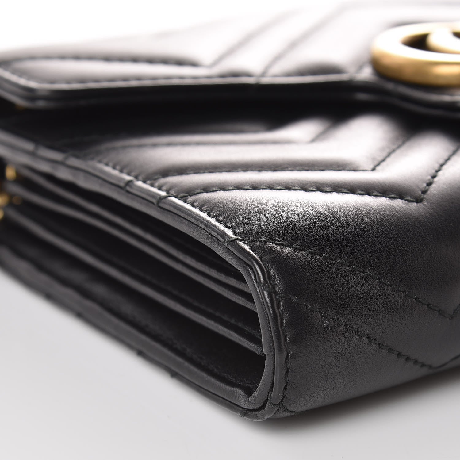 Gucci Calfskin Matelasse GG Marmont Chain Wallet Black 8 of 10