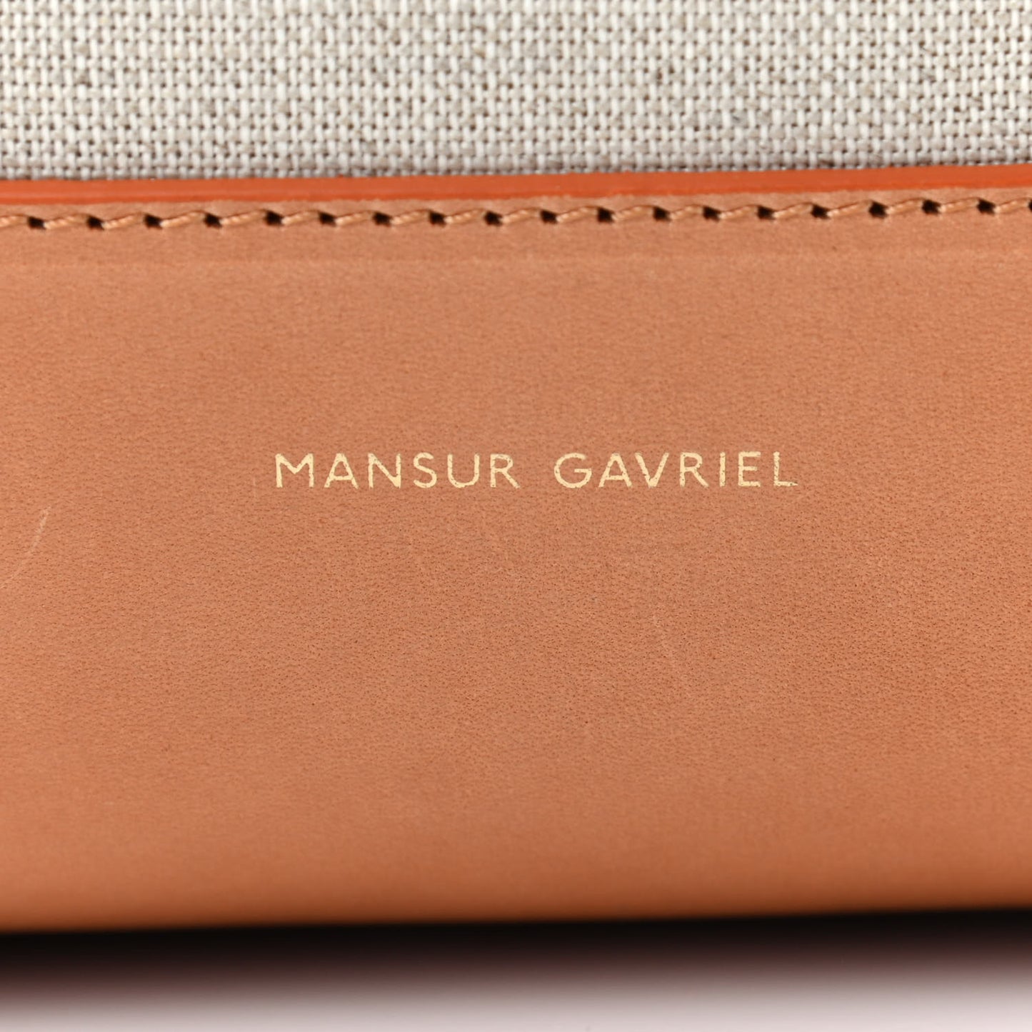 Canvas Calfskin Bucket Bag Creme Cammello