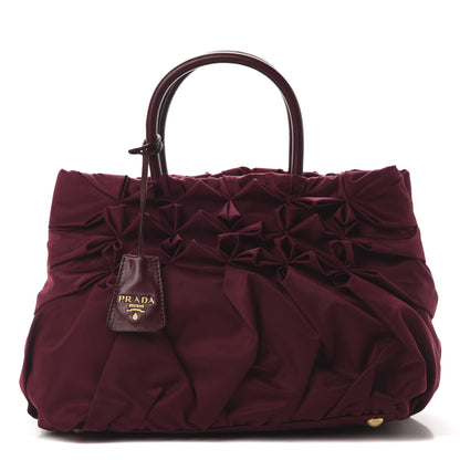 Prada Tessuto Nylon Origami Pleated Tote Barolo 1 of 12