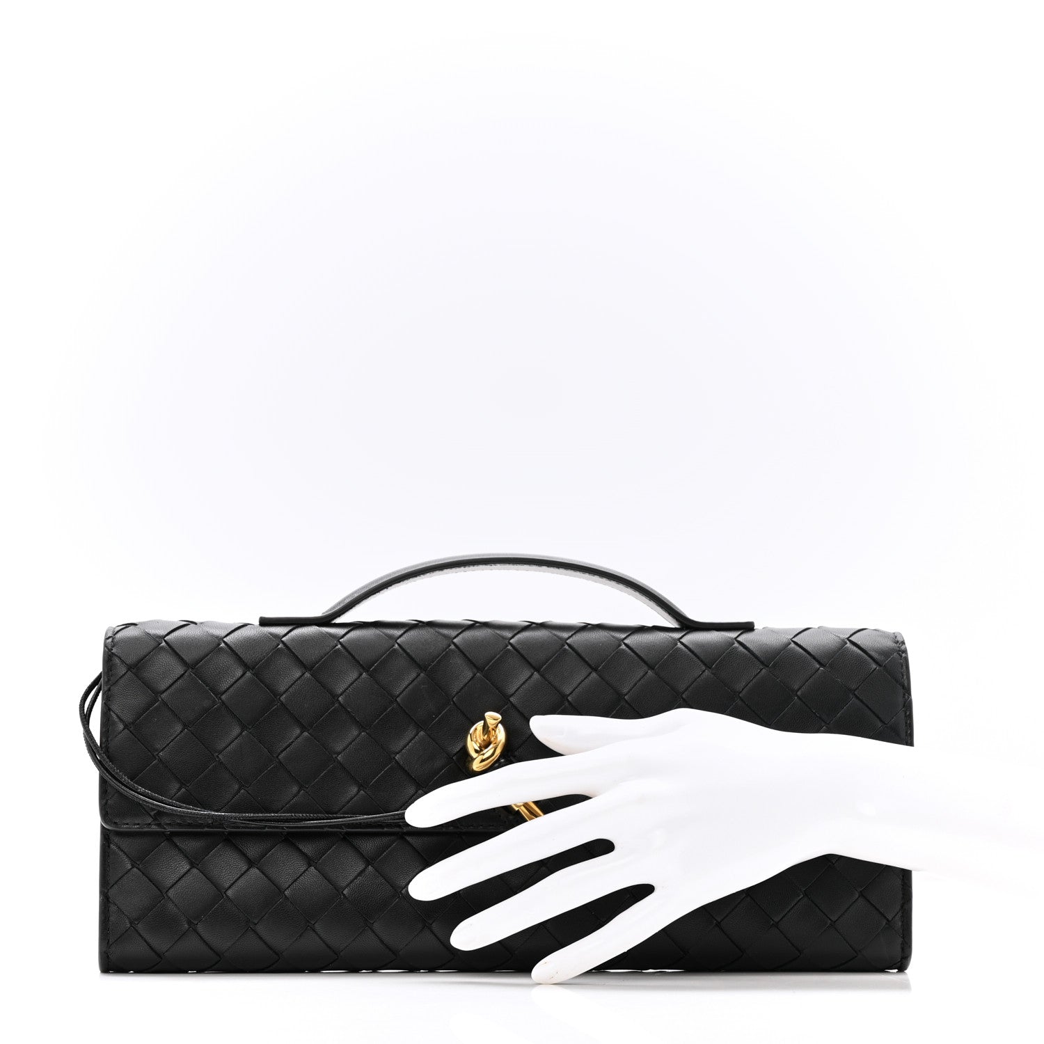 Bottega Veneta Nappa Intrecciato Long Andiamo Top Handle Clutch Black 2 of 9