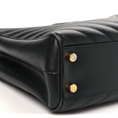 Saint Laurent Grain De Poudre Matelasse Chevron Monogram Shopping Bag Black 9 of 13